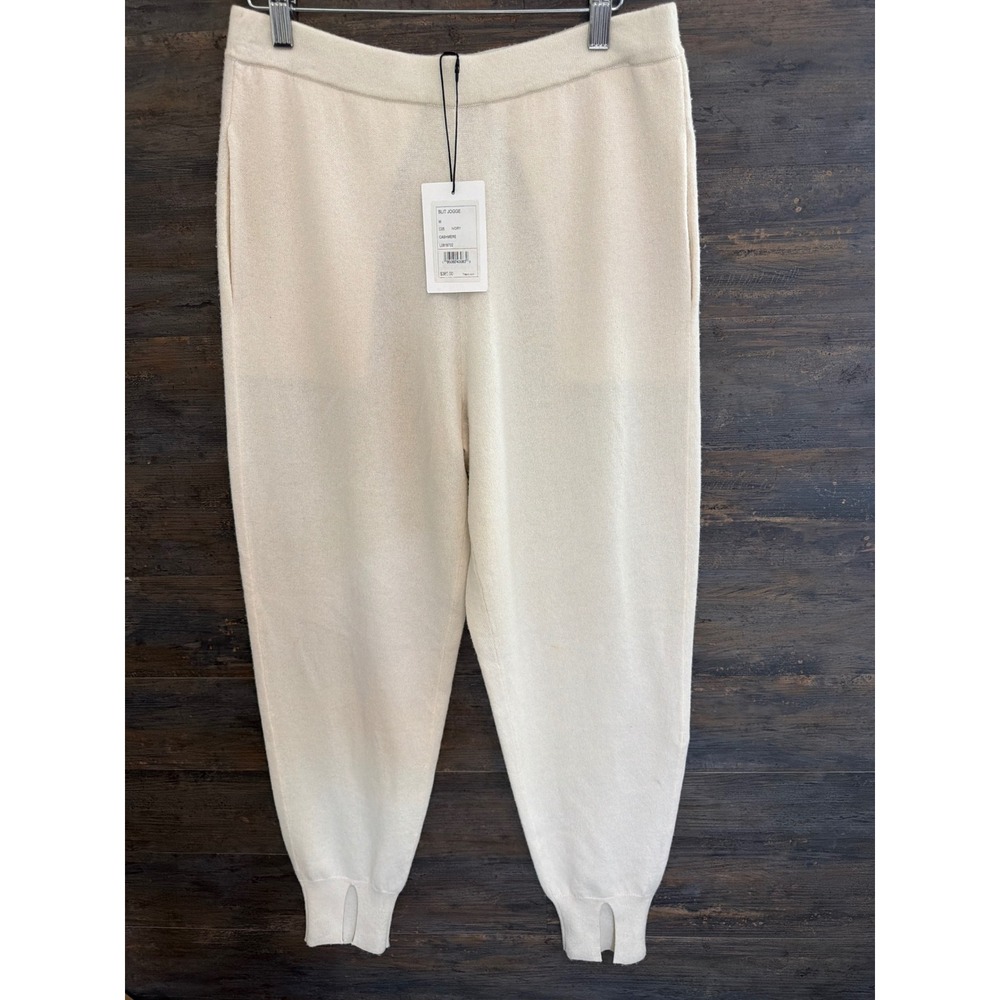 Theory Slit Jogger Ivory White 100% Cashmere Knit Pants L0818702 Mens M